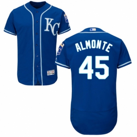 Men's Majestic Kansas City Royals #45 Abraham Almonte Royal Blue Alternate Flex Base Authentic Collection MLB Jersey