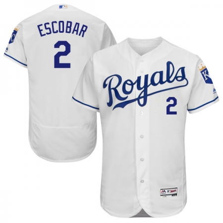 Men's Majestic Kansas City Royals #2 Alcides Escobar White Flexbase Authentic Collection MLB Jersey