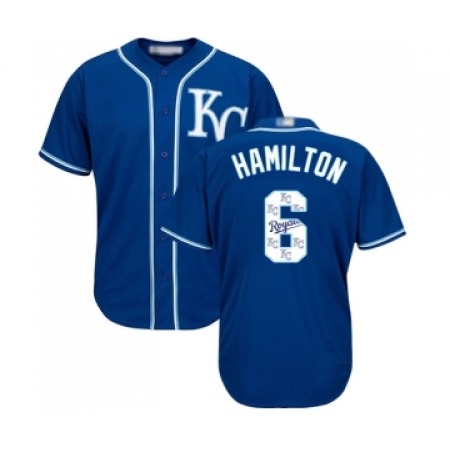 Men's Kansas City Royals #6 Billy Hamilton Blue Authentic Blue Team Logo Fashion Cool Base Baseball Jersey