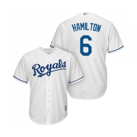 Men's Kansas City Royals #6 Billy Hamilton Replica White Home Cool Base Baseball Jersey
