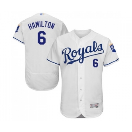 Men's Kansas City Royals #6 Billy Hamilton White Flexbase Authentic Collection Baseball Jersey