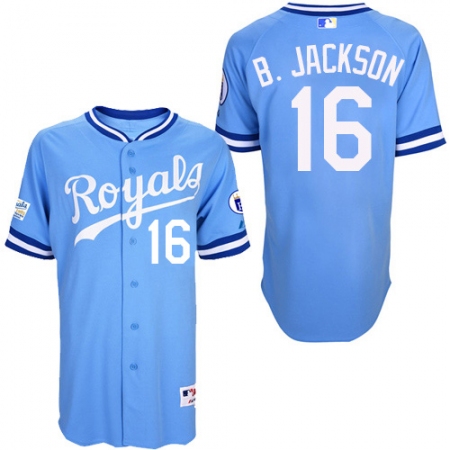 Men's Majestic Kansas City Royals #16 Bo Jackson Authentic Light Blue 1985 Turn Back The Clock MLB Jersey