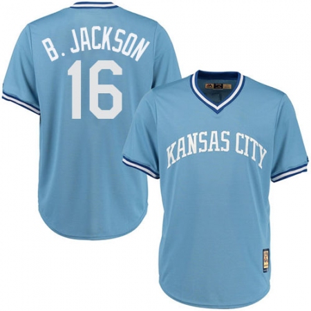 Men's Majestic Kansas City Royals #16 Bo Jackson Authentic Light Blue Cooperstown MLB Jersey