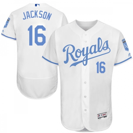 Men's Majestic Kansas City Royals #16 Bo Jackson Authentic White 2016 Father's Day Fashion Flex Base MLB Jersey