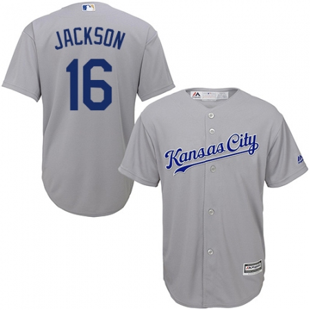 Men's Majestic Kansas City Royals #16 Bo Jackson Replica Grey Road Cool Base MLB Jersey