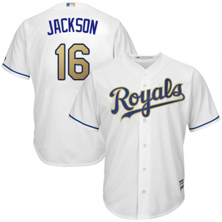 Men's Majestic Kansas City Royals #16 Bo Jackson Replica White Home Cool Base MLB Jersey