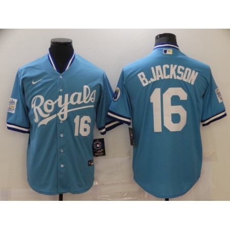 Men's Nike Kansas City Royals #16 Bo Jackson Light Blue Alternate Stitched Baseball Jersey