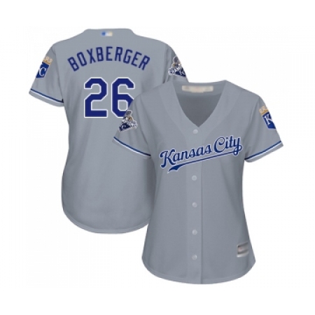 Women's Kansas City Royals #26 Brad Boxberger Replica Grey Road Cool Base Baseball Jersey