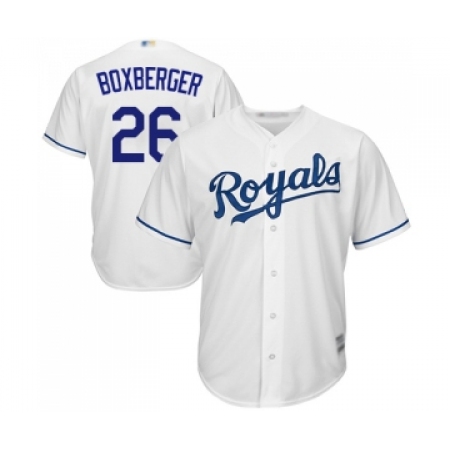 Youth Kansas City Royals #26 Brad Boxberger Replica White Home Cool Base Baseball Jersey