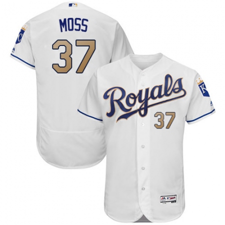 Men's Majestic Kansas City Royals #37 Brandon Moss White Flexbase Authentic Collection MLB Jersey
