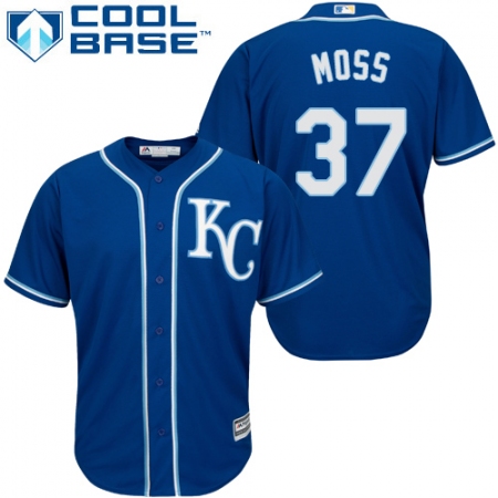 Youth Majestic Kansas City Royals #37 Brandon Moss Authentic Blue Alternate 2 Cool Base MLB Jersey