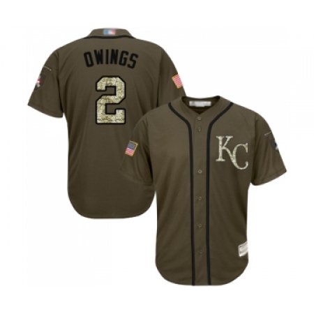 Men's Kansas City Royals #2 Chris Owings Authentic Green Salute to Service Baseball Jersey