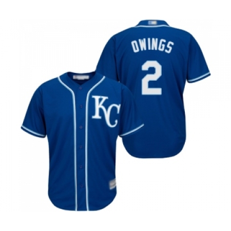 Men's Kansas City Royals #2 Chris Owings Replica Blue Alternate 2 Cool Base Baseball Jersey