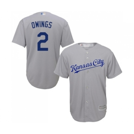 Youth Kansas City Royals #2 Chris Owings Replica Grey Road Cool Base Baseball Jersey