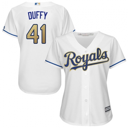 Women's Majestic Kansas City Royals #41 Danny Duffy Authentic White Home Cool Base MLB Jersey