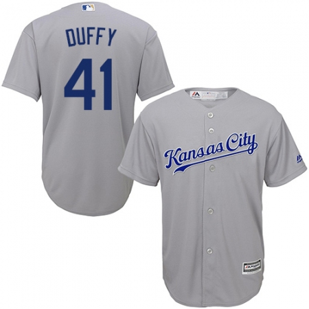Youth Majestic Kansas City Royals #41 Danny Duffy Replica Grey Road Cool Base MLB Jersey