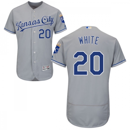 Men's Majestic Kansas City Royals #20 Frank White Grey Road Flex Base Authentic Collection MLB Jersey