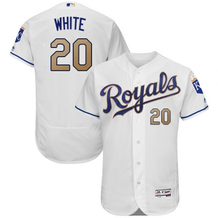 Men's Majestic Kansas City Royals #20 Frank White White Home Flex Base Authentic MLB Jersey