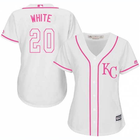 Women's Majestic Kansas City Royals #20 Frank White Authentic White Fashion Cool Base MLB Jersey