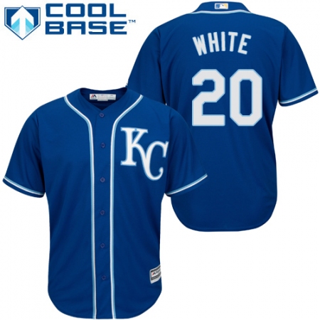 Youth Majestic Kansas City Royals #20 Frank White Authentic Blue Alternate 2 Cool Base MLB Jersey