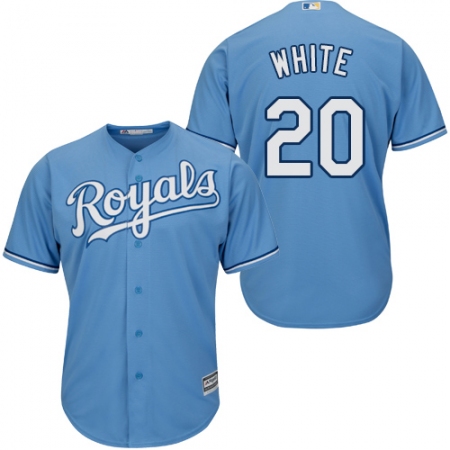 Youth Majestic Kansas City Royals #20 Frank White Authentic Light Blue Alternate 1 Cool Base MLB Jersey
