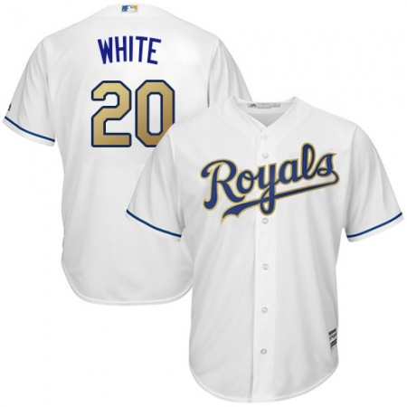 Youth Majestic Kansas City Royals #20 Frank White Authentic White Home Cool Base MLB Jersey