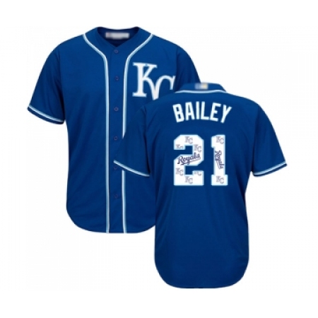 Men's Kansas City Royals #21 Homer Bailey Blue Authentic Blue Team Logo Fashion Cool Base Baseball Jersey
