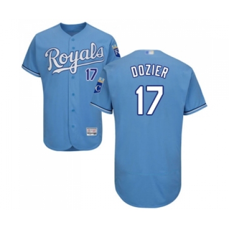 Men's Kansas City Royals #17 Hunter Dozier Light Blue Alternate Flex Base Authentic Collection Baseball Jersey