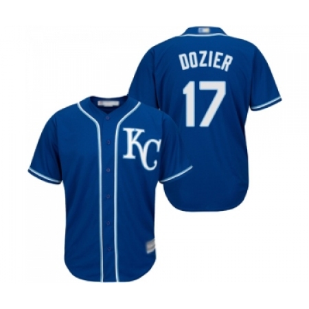 Men's Kansas City Royals #17 Hunter Dozier Replica Blue Alternate 2 Cool Base Baseball Jersey