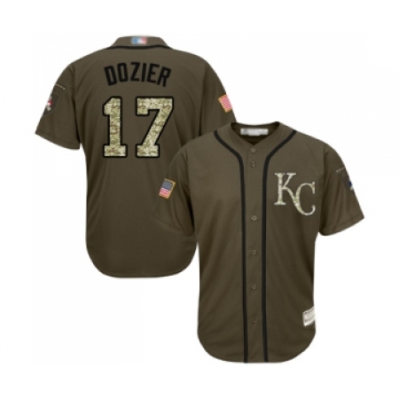 Youth Kansas City Royals #17 Hunter Dozier Authentic Green Salute to Service Baseball Jersey