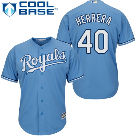 Youth Majestic Kansas City Royals #40 Kelvin Herrera Authentic Light Blue Alternate 1 Cool Base MLB Jersey