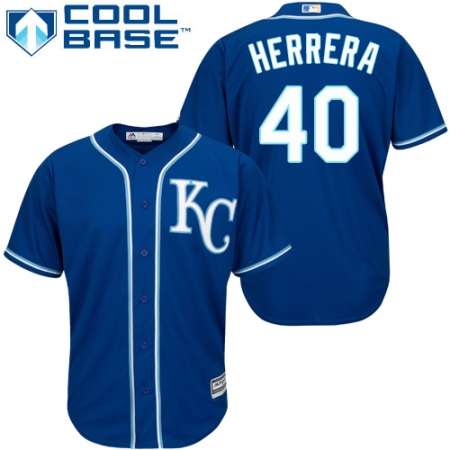 Youth Majestic Kansas City Royals #40 Kelvin Herrera Replica Blue Alternate 2 Cool Base MLB Jersey