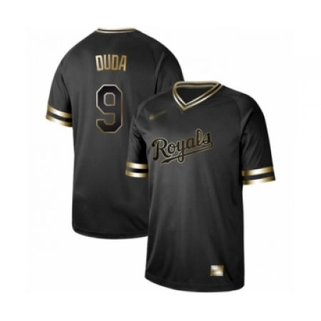 Men's Kansas City Royals #9 Lucas Duda Authentic Black Gold Fashion Baseball Jersey