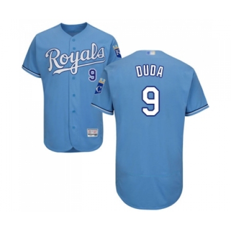Men's Kansas City Royals #9 Lucas Duda Light Blue Alternate Flex Base Authentic Collection Baseball Jersey