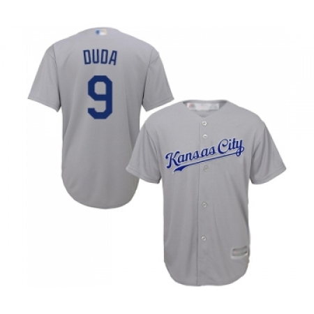 Men's Kansas City Royals #9 Lucas Duda Replica Grey Road Cool Base Baseball Jersey