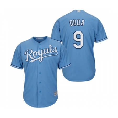 Men's Kansas City Royals #9 Lucas Duda Replica Light Blue Alternate 1 Cool Base Baseball Jersey