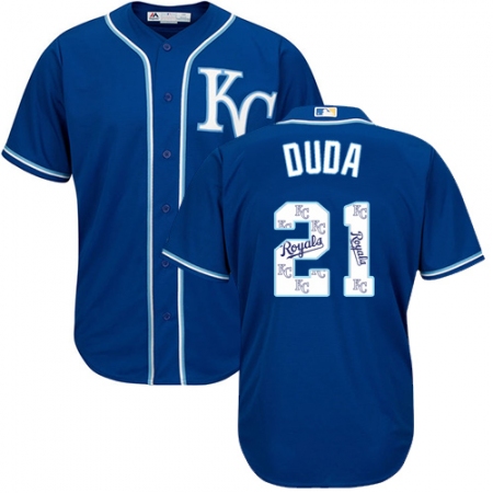 Men's Majestic Kansas City Royals #21 Lucas Duda Blue Authentic Blue Team Logo Fashion Cool Base MLB Jersey