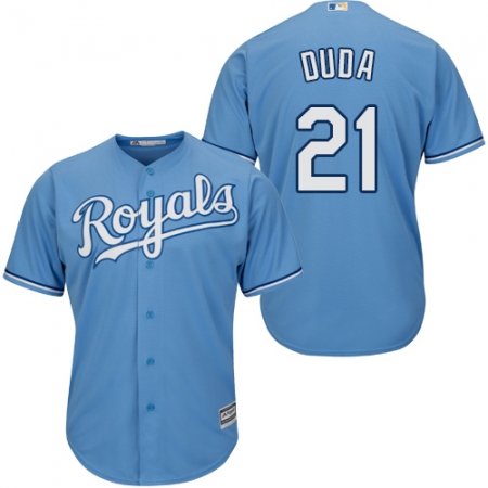 Men's Majestic Kansas City Royals #21 Lucas Duda Replica Light Blue Alternate 1 Cool Base MLB Jersey