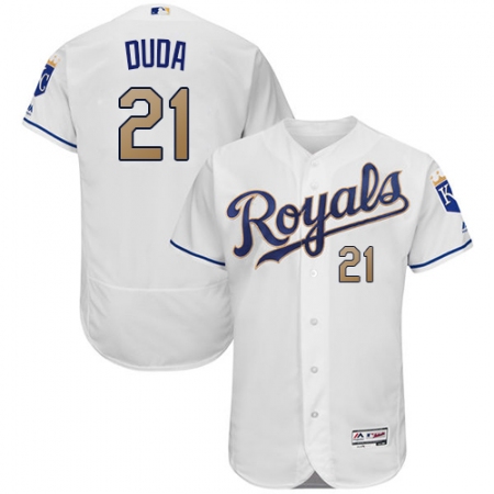 Men's Majestic Kansas City Royals #21 Lucas Duda White Flexbase Authentic Collection MLB Jersey