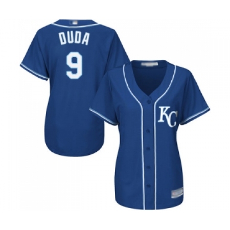 Women's Kansas City Royals #9 Lucas Duda Replica Blue Alternate 2 Cool Base Baseball Jersey