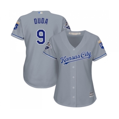 Women's Kansas City Royals #9 Lucas Duda Replica Grey Road Cool Base Baseball Jersey