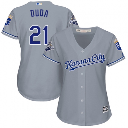 Women's Majestic Kansas City Royals #21 Lucas Duda Authentic Grey Road Cool Base MLB Jersey