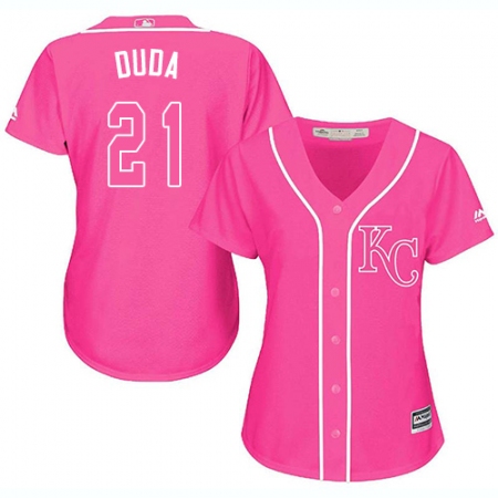 Women's Majestic Kansas City Royals #21 Lucas Duda Authentic Pink Fashion Cool Base MLB Jersey