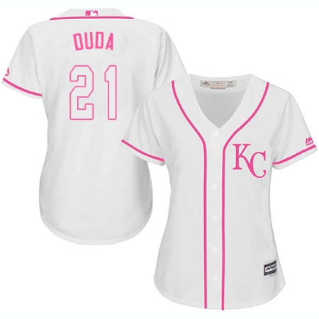 Women's Majestic Kansas City Royals #21 Lucas Duda Authentic White Fashion Cool Base MLB Jersey