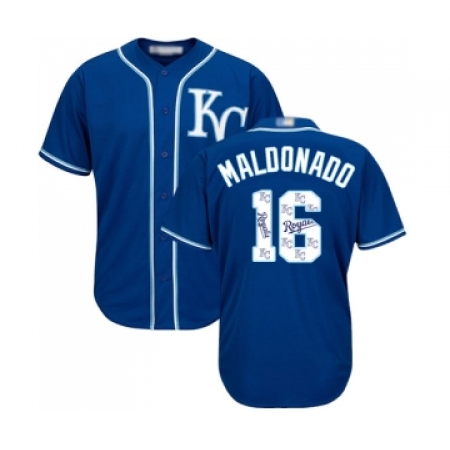 Men's Kansas City Royals #16 Martin Maldonado Blue Authentic Blue Team Logo Fashion Cool Base Baseball Jersey