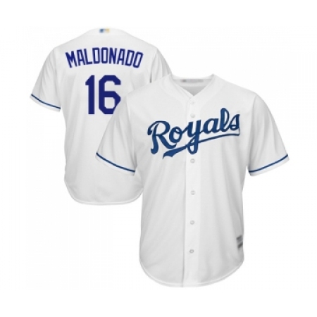 Men's Kansas City Royals #16 Martin Maldonado Replica White Home Cool Base Baseball Jersey