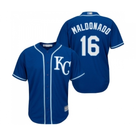 Youth Kansas City Royals #16 Martin Maldonado Replica Blue Alternate 2 Cool Base Baseball Jersey