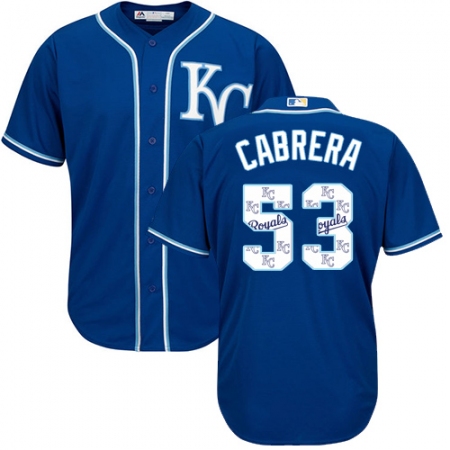 Men's Majestic Kansas City Royals #53 Melky Cabrera Blue Authentic Blue Team Logo Fashion Cool Base MLB Jersey