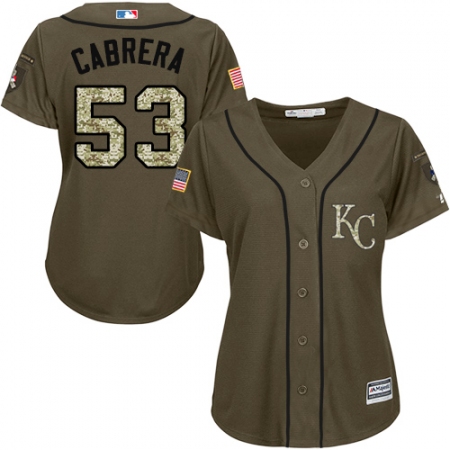 Women's Majestic Kansas City Royals #53 Melky Cabrera Authentic Green Salute to Service MLB Jersey
