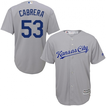 Youth Majestic Kansas City Royals #53 Melky Cabrera Replica Grey Road Cool Base MLB Jersey